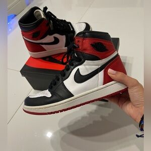 Air Jordan 1 High OG "Satin Black Toe" sneakers. Can negotiate a price!